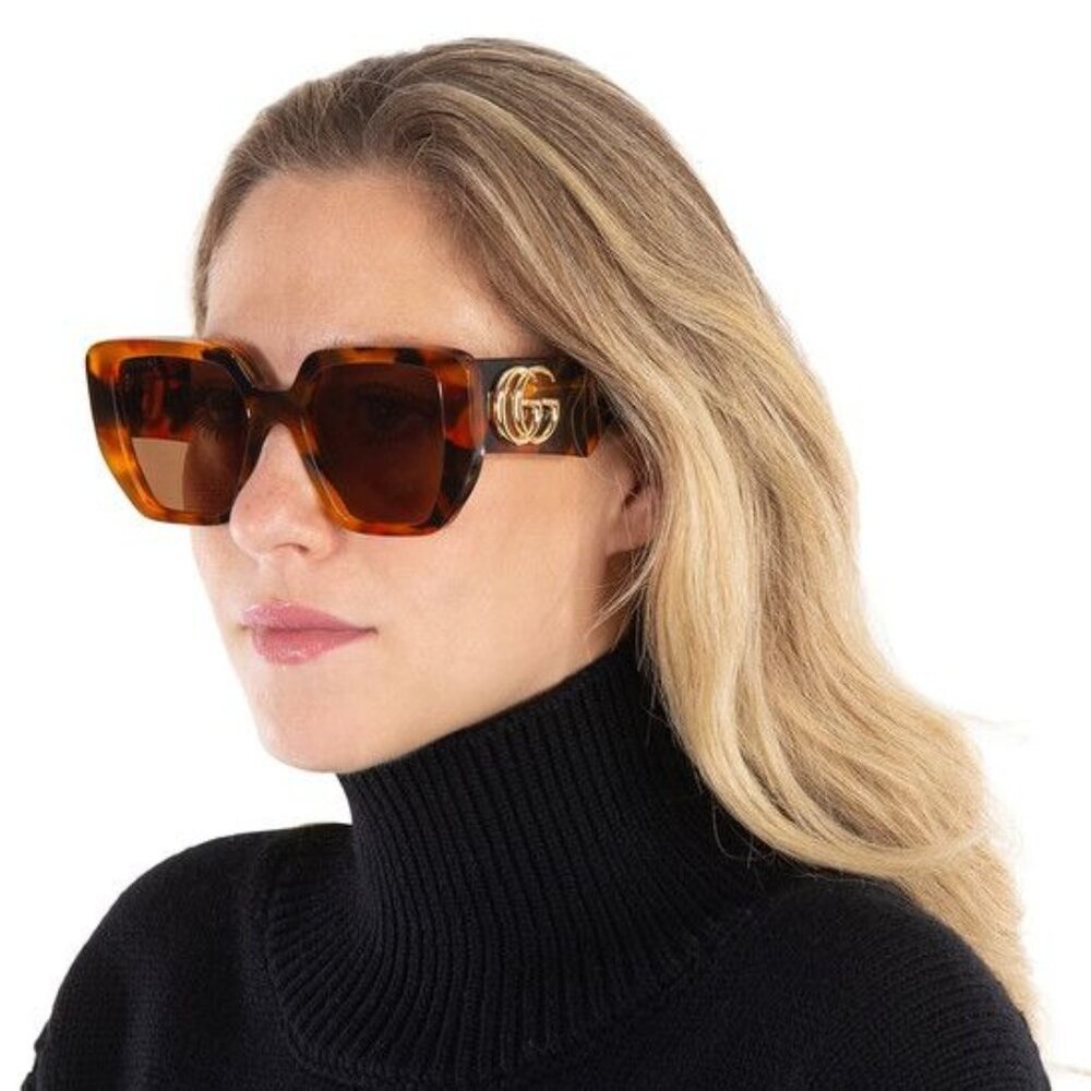 NEW GUCCI GG0956S 007 HAVANA WOMEN SUNGLASSES GUCCI - Picture 3 of 11